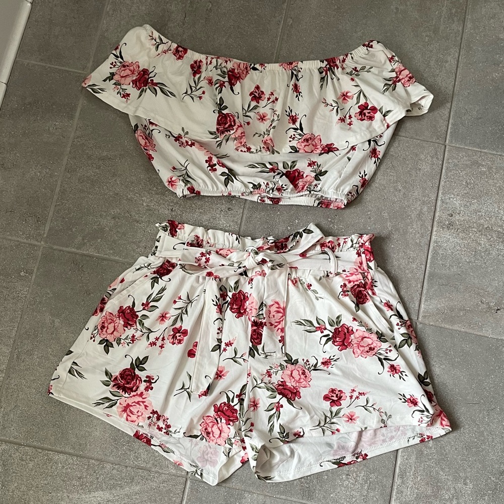 Crop Top Short Set Two Piece
